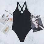 V-Neck One Piece Swimsuit Women Sexy Solid Bathing Suits High Cut Swimwear Bella Mia