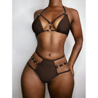 Halter Push Up Bikini Set Solid Swimsuit Women Hollow Out Cutout Out Bathing Suits Swimwear Bella Mia
