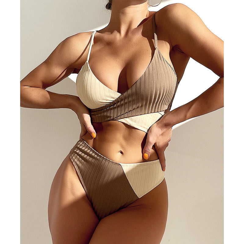 Patchwork Bikini Set Bandeau Swimsuit Women Sports Bathing Suits Swimwear Bella Mia