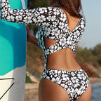 Long Sleeve One Piece Swimsuit Women Floral Print Bathing Suits Swimwear Bella Mia