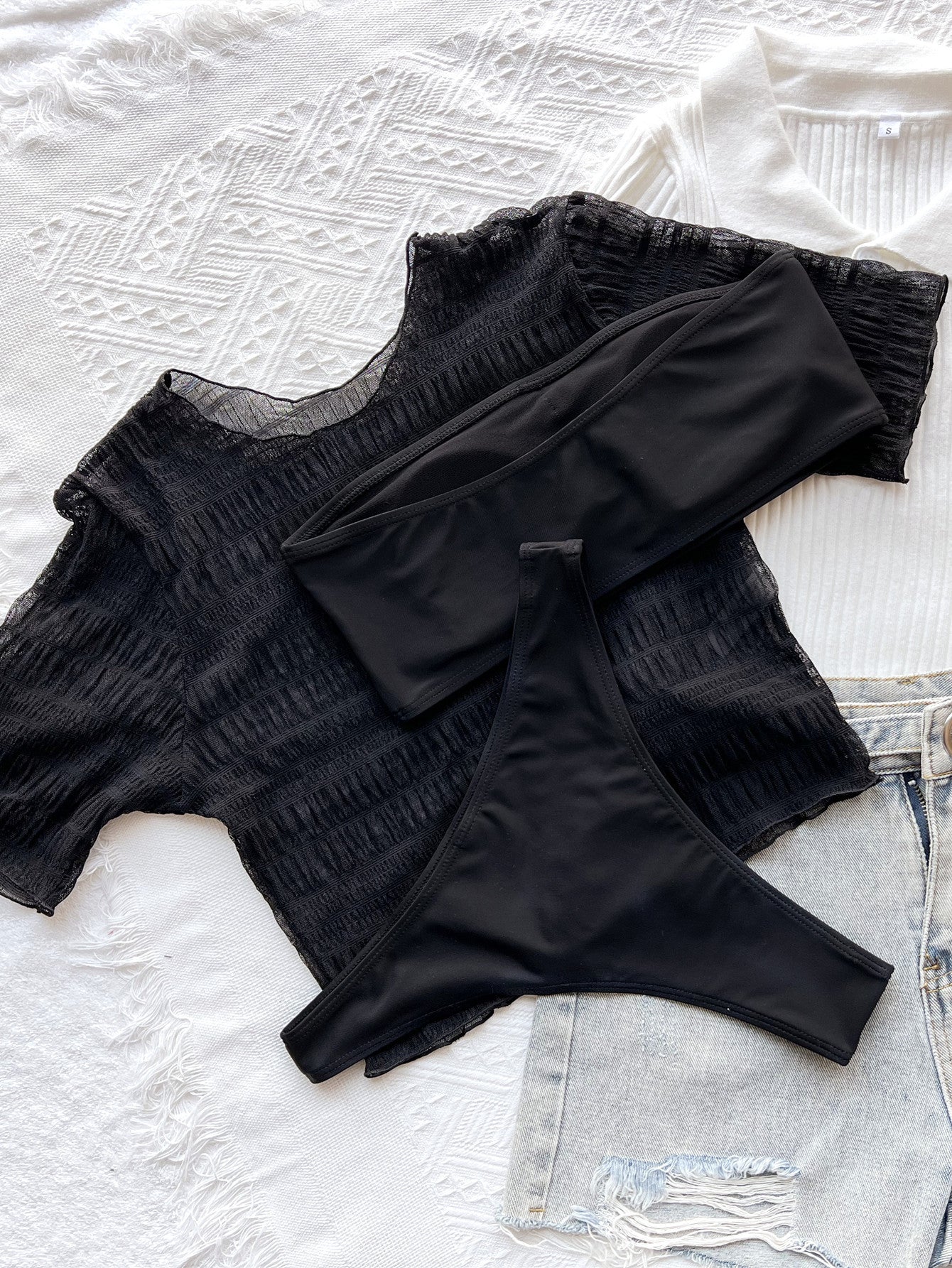 Women Swimsuit Exercise Bikini Three-Piece Half Sleeve Split Swimsuit Bella Mia