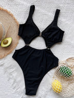 Single Sexy Large Steel Ring Women One-Piece Swimming Suit Swimsuit Bella Mia