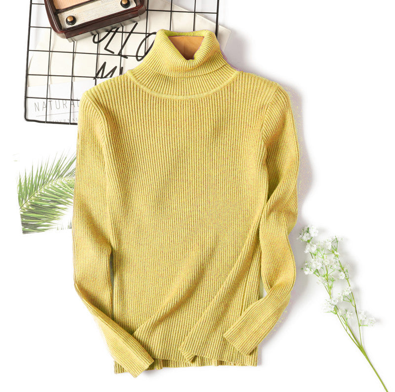 Women Turtleneck Sweater Women Long Sleeve Slim Fit Slimming Solid Color Korean Fresh Knitted Women Bottoming Shirt Bella Mia