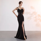 Sling Deep V Plunge Evening Party Dress Long Sexy Slim Fit Slit Nightclub Performance Socialite Evening Dress Bella Mia