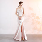 Sling Deep V Plunge Evening Party Dress Long Sexy Slim Fit Slit Nightclub Performance Socialite Evening Dress Bella Mia