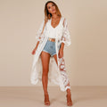 Bohemian Loose Embroidered Lace Bikini Gauzy Cardigan Beach Mid-Length Sunscreen Shirt Bella Mia