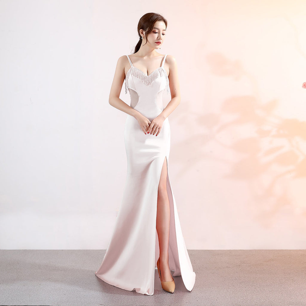 Sling Deep V Plunge Evening Party Dress Long Sexy Slim Fit Slit Nightclub Performance Socialite Evening Dress Bella Mia