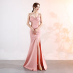 Sling Deep V Plunge Evening Party Dress Long Sexy Slim Fit Slit Nightclub Performance Socialite Evening Dress Bella Mia