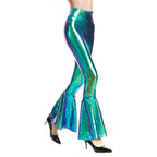 Metallic Coated Fabric Women Clothes High Waist Fashion Elastic Waist Gradient Color Bell Bottom Pants Bella Mia