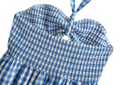 Short Spring Plaid Hollow Out Cutout Backless Strap Dress Tiered Dress Bella Mia