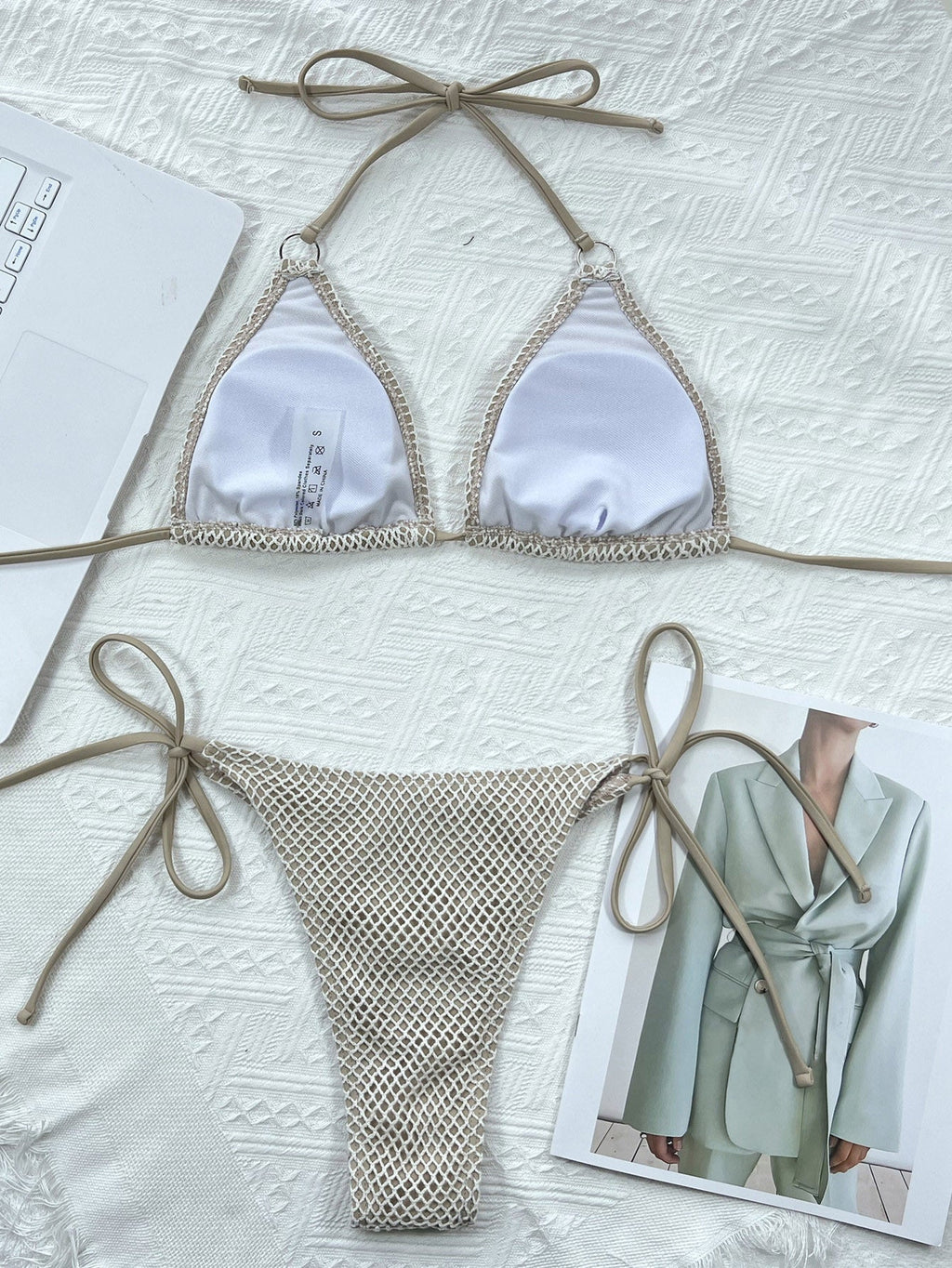 Swimsuit Outer Single Bikini Solid Color Bikini Women Seperated Swimwear Triangle Crochet Bikini Bella Mia