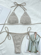 Swimsuit Outer Single Bikini Solid Color Bikini Women Seperated Swimwear Triangle Crochet Bikini Bella Mia