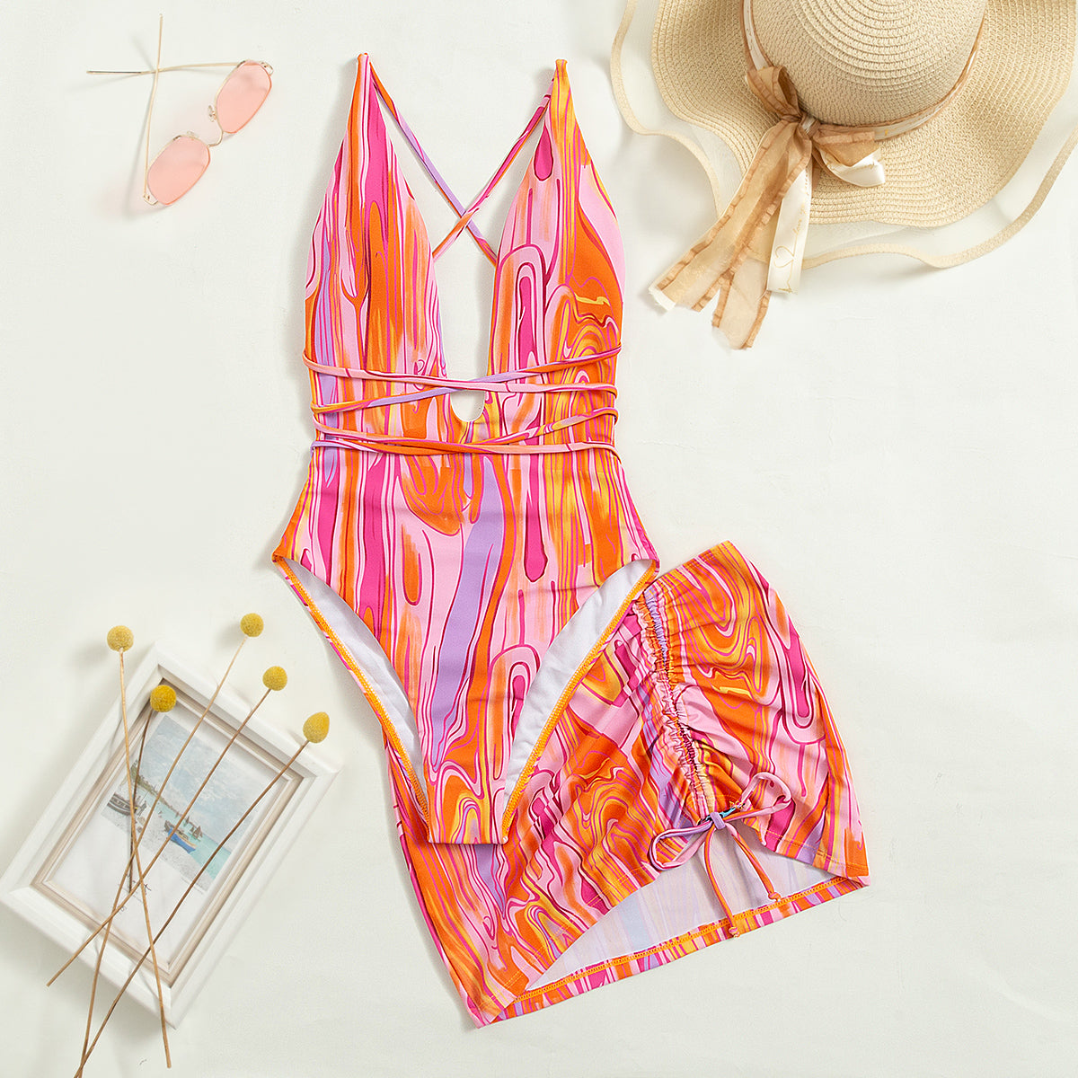 Sexy Backless Halter Retro Bandage One-Piece Swimsuit One-Piece Swimsuit Bella Mia