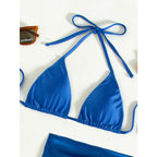 Halter Bikinis Solid Triangle Swimsuit Women High Cut Skirt Swimwear Conjunto Biquinis Feminino Trajes Bella Mia