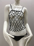 Top Knitted Hollow Out Cutout Bikini Camisole Women Loose Seaside Vacation Beach Sun Protection Blouse Pullover Top Bella Mia