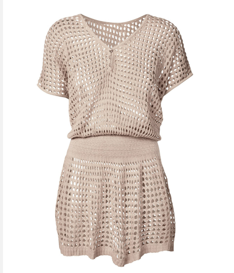 Sexy Mesh Hollow Out Cutout out Knitted Beach Dress Bikini Cover Holiday Sun Protection Shirt Bella Mia