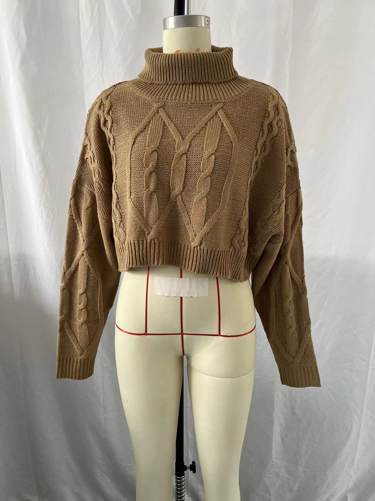 Autumn Winter Solid Color Turtleneck Pullover Knitwear Short Twisted Loose Knitted Sweater Bella Mia