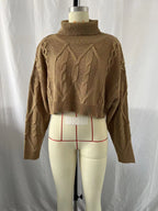 Autumn Winter Solid Color Turtleneck Pullover Knitwear Short Twisted Loose Knitted Sweater Bella Mia