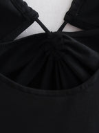 Summer Sling Solid Color All-Matching Open Design Backless Bodysuit Bella Mia