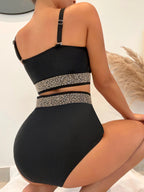 Bikini High Waist Sexy Steel Bracket Push up Split Swimsuit Bikini Black Swimsuit Bella Mia