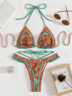 Halter Swimsuit Yellow Banded Bikini Bijini Three-Point Swimsuit Bella Mia