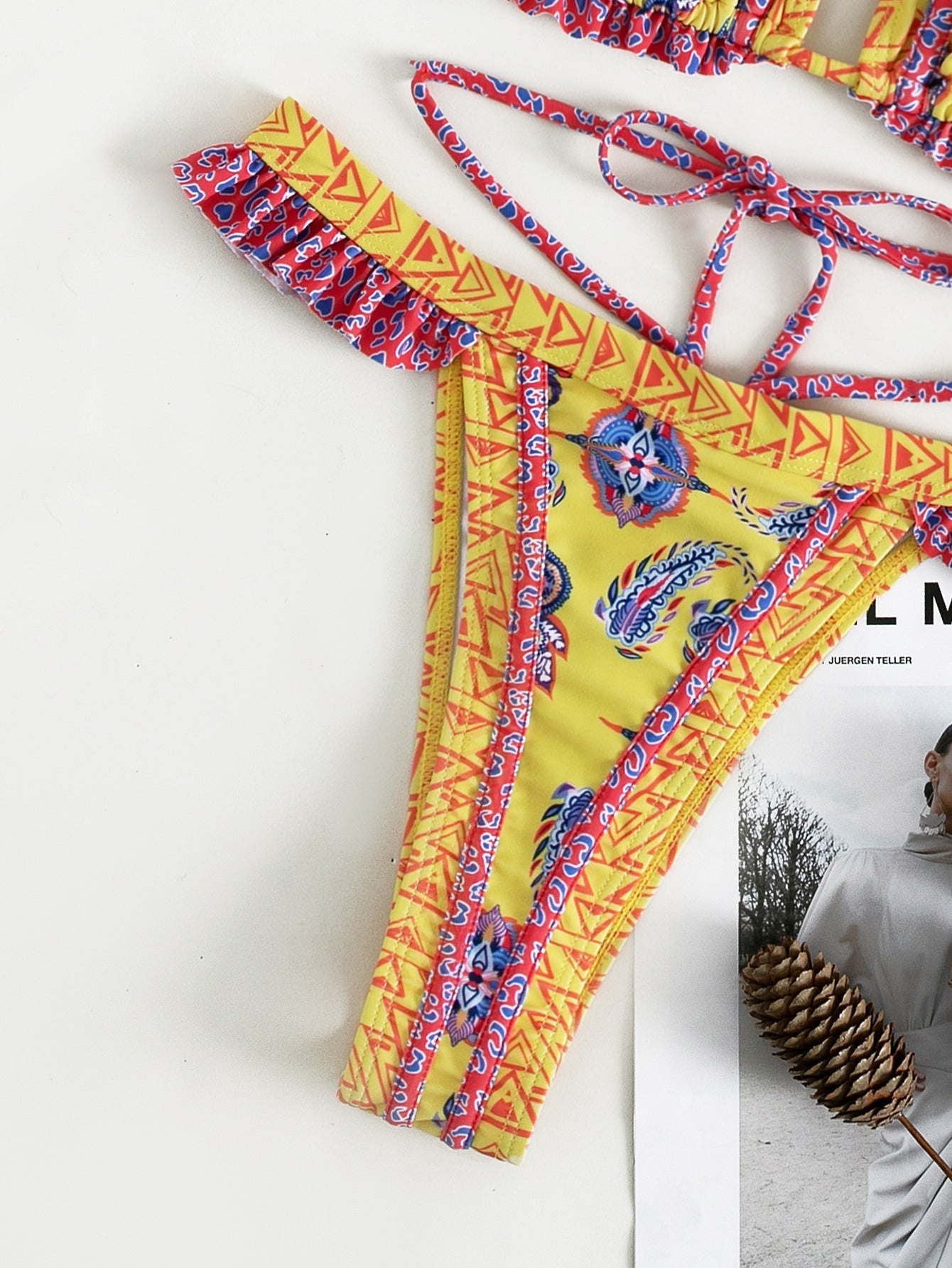 Halter Swimsuit Yellow Banded Bikini Bijini Three-Point Swimsuit Bella Mia