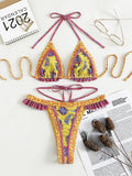 Halter Swimsuit Yellow Banded Bikini Bijini Three-Point Swimsuit Bella Mia