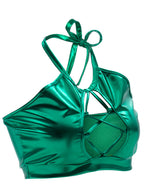 Summer Sexy Slim Fit Halter Spaghetti Straps Vest Strap Hollow Out Cutout out Bright Leather Women Clothing Bella Mia