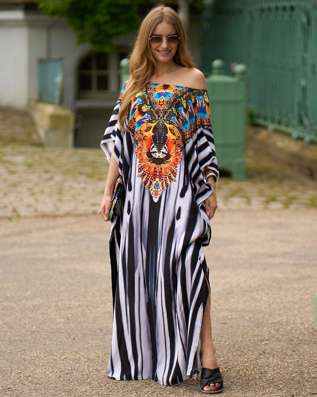 Rayon Positioning Printing Beach Cover up Loose Vacation Dress Beach Cover Up Colors Bella Mia