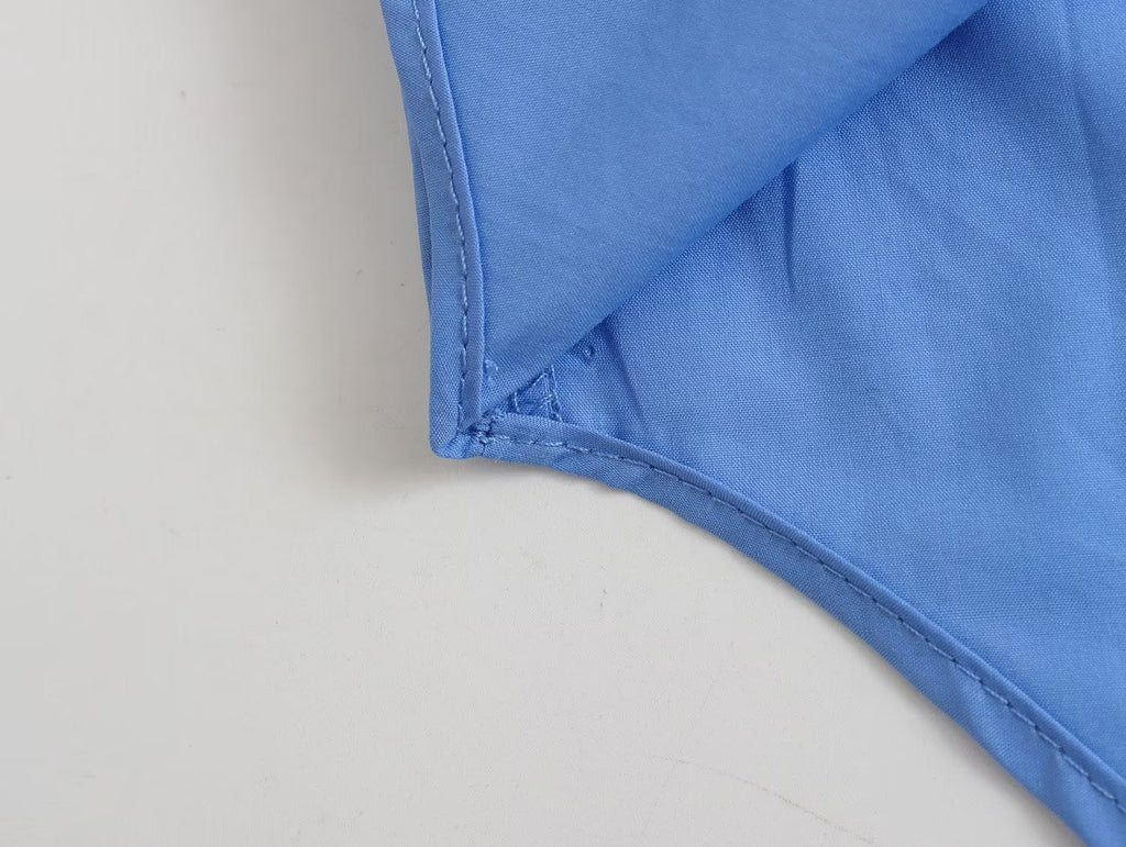 Summer Cotton Solid Color Loose-Fitting Women Shirt Front Rear Collared Poplin Long Sleeve Shirt for Women Bella Mia