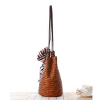 Shoulder Straw Bag Women Bag Seaside Holiday Woven Bag Straw Bag Beach Bag Silk Scarves Are Not Included Bella Mia