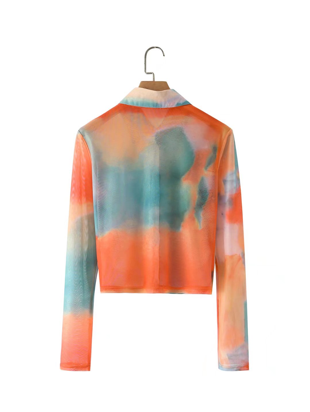 Spring Summer Tie-Dyed Long-Sleeved Shirt Loose Women Niche Elegant Graceful Collared Bella Mia