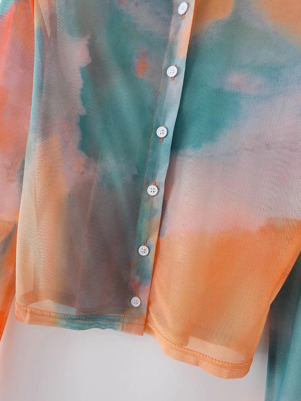 Spring Summer Tie-Dyed Long-Sleeved Shirt Loose Women Niche Elegant Graceful Collared Bella Mia