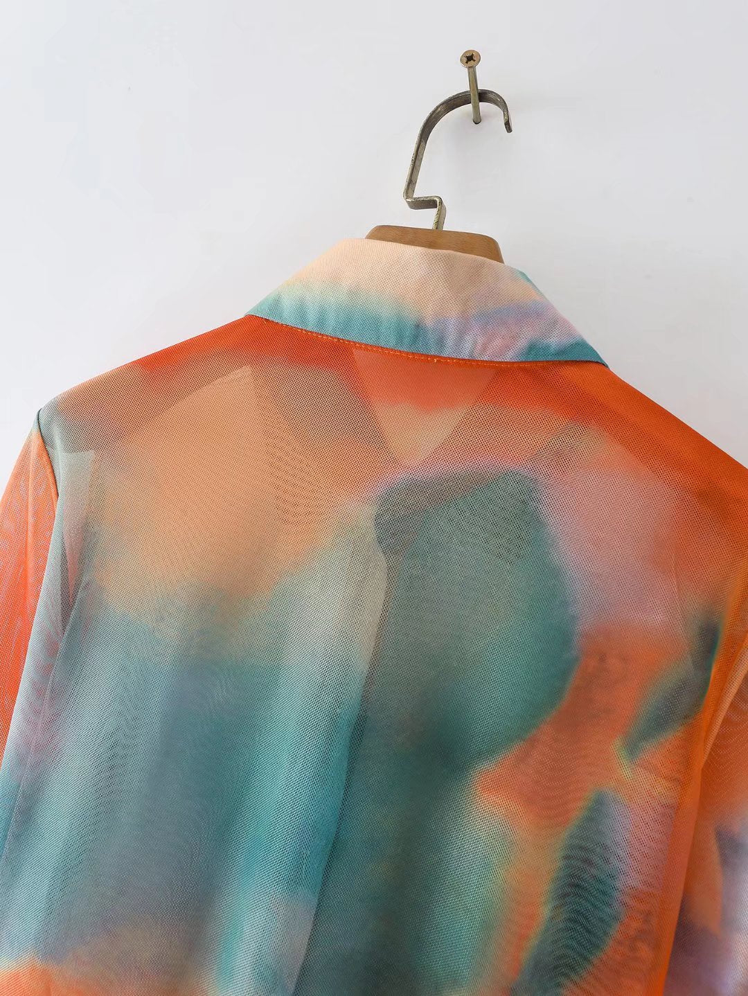 Spring Summer Tie-Dyed Long-Sleeved Shirt Loose Women Niche Elegant Graceful Collared Bella Mia
