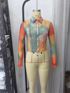 Spring Summer Tie-Dyed Long-Sleeved Shirt Loose Women Niche Elegant Graceful Collared Bella Mia
