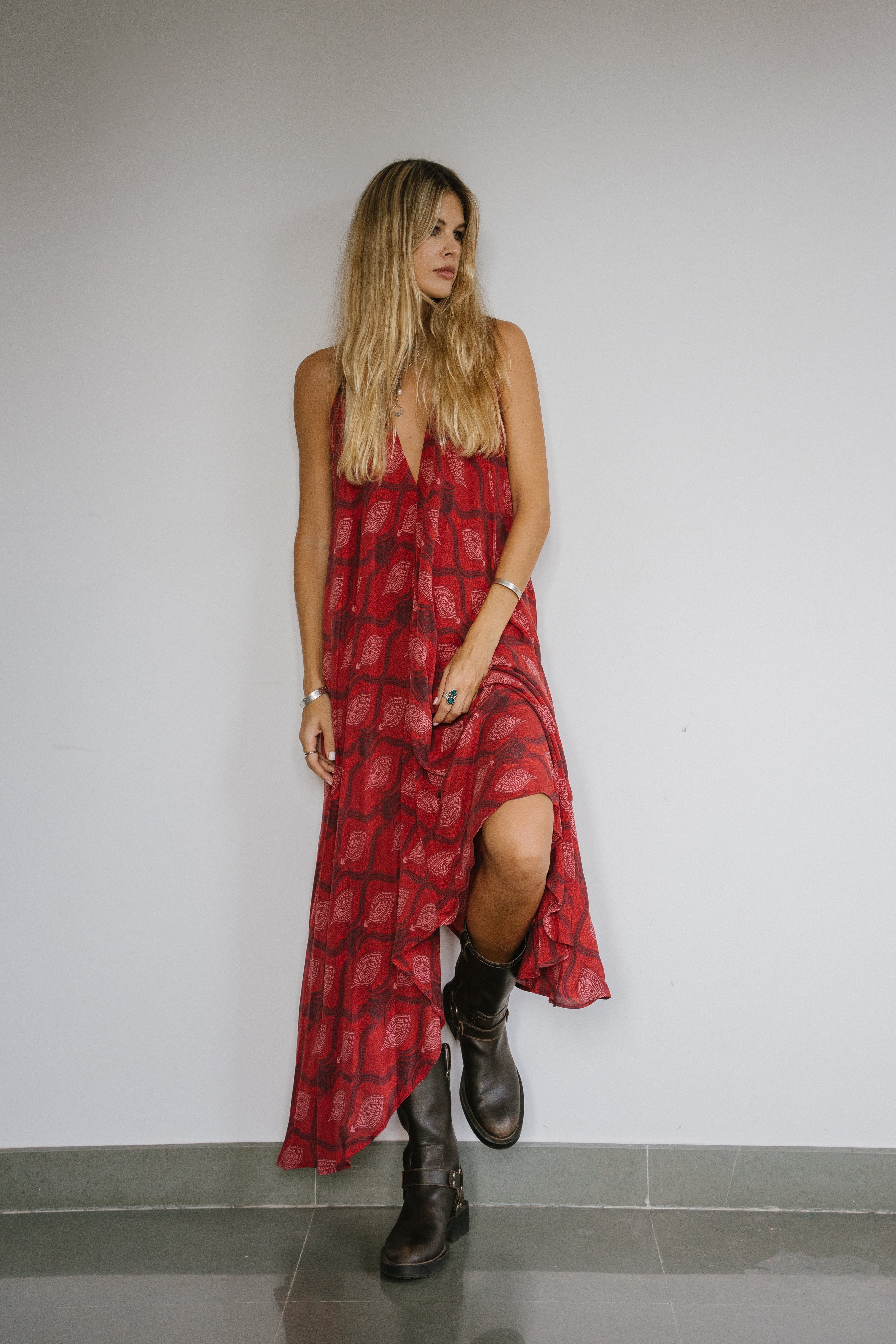 Sun Child Classic Silk Dress - Firecracker