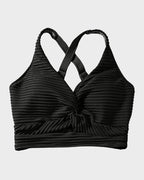 Textured Knot-Front High-Waisted Bikini Set SheCurve