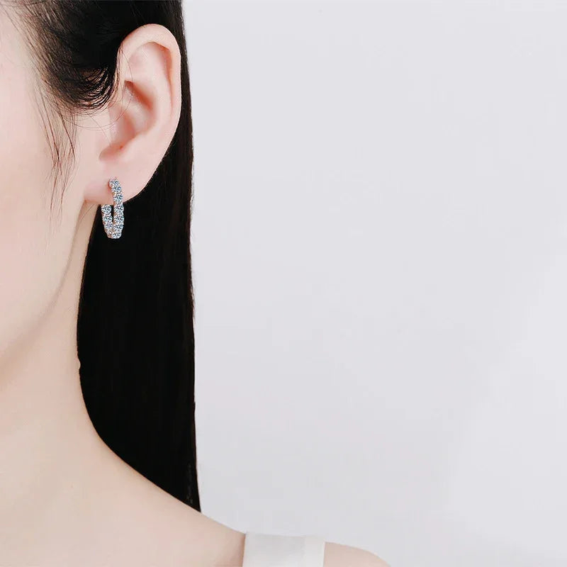 KNOBSPIN 2.6ct D Color Moissanite Earring 925 Sterling Sliver Plated White Gold Hoop Earring for Women Wedding Party Jewelry Luxlife Brands