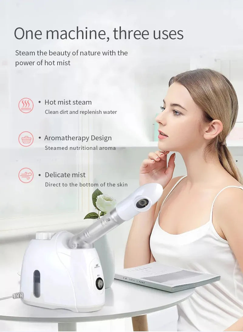 Ozone Facial Steamer Warm Mist Humidifier for Face Deep Cleaning Vaporizer Sprayer Salon Home Spa Skin Care Whitening LUXLIFE BRANDS