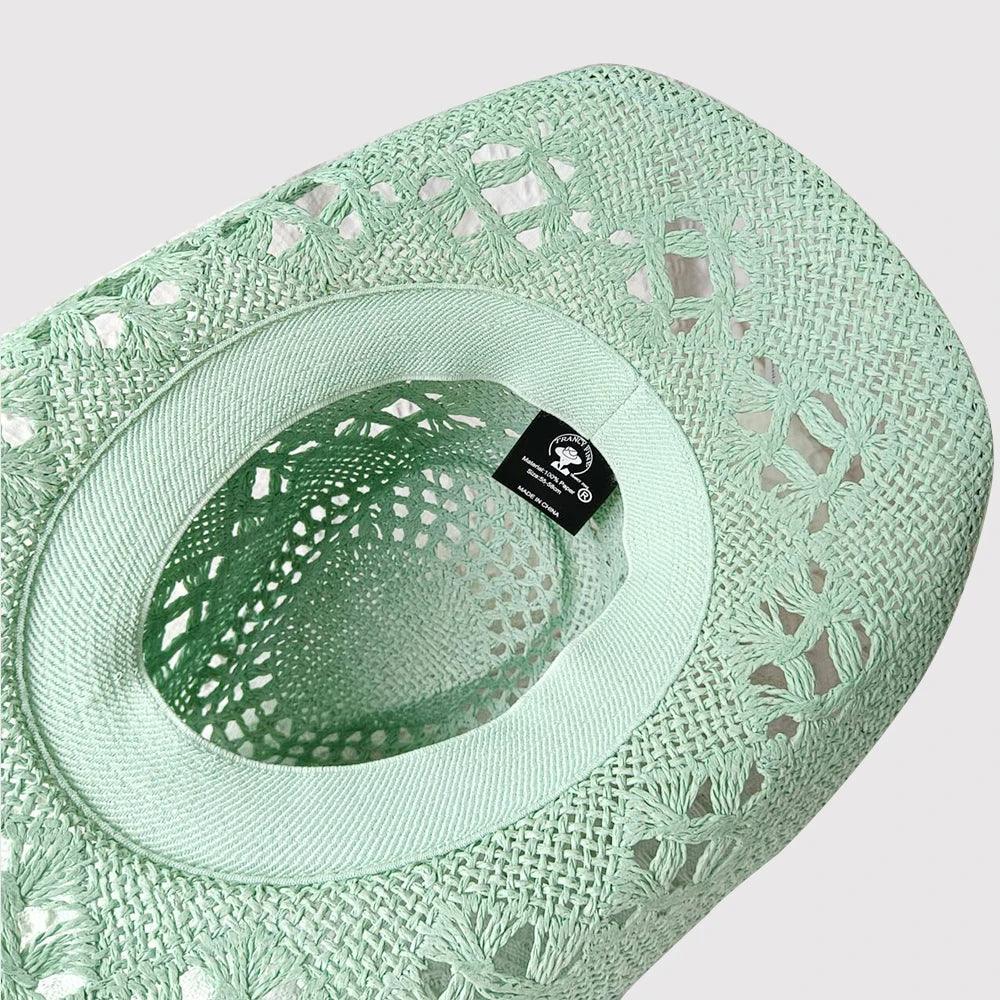 Melesh Western Women's Mint Green Cowboy Hat Straw Cowboy Hat Plasticity Strong Wide Brim Sunshine Beach Western Cowboy Hat