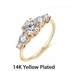 Round Cut D Color VVS1 Moissanite 10K 14K Yellow Gold Plated Engagement Wedding Band Moissanite Lab Grown Diamond Ring for Women Luxlife Brands