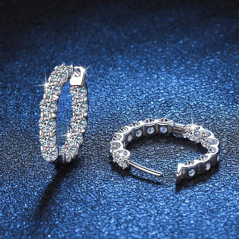 KNOBSPIN 2.6ct D Color Moissanite Earring 925 Sterling Sliver Plated White Gold Hoop Earring for Women Wedding Party Jewelry Luxlife Brands
