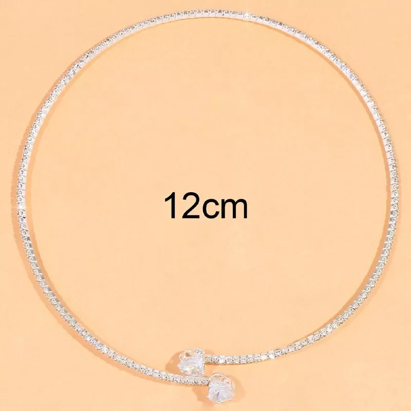 Stonefans Fashion Rhinestone Heart Collar Choker Necklace for Women Simple Open Collar Necklace Torques Jewelry Accessories LUXLIFE BRANDS