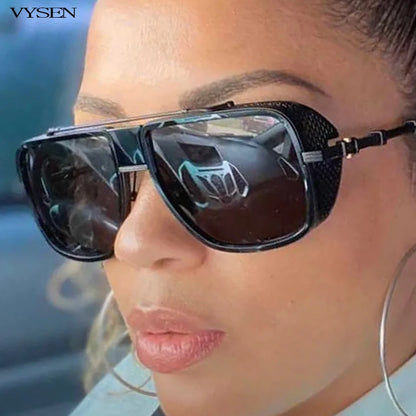 Women's Steampunk Sunglasses For Men 2022 Fashion Luxury Brand Designer Square Punk Sun Glasses Ladies Oversized Trend Eyewear LUXLIFE BRANDS