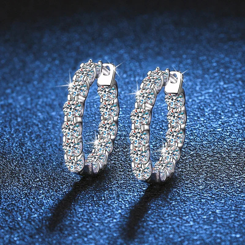 KNOBSPIN 2.6ct D Color Moissanite Earring 925 Sterling Sliver Plated White Gold Hoop Earring for Women Wedding Party Jewelry Luxlife Brands