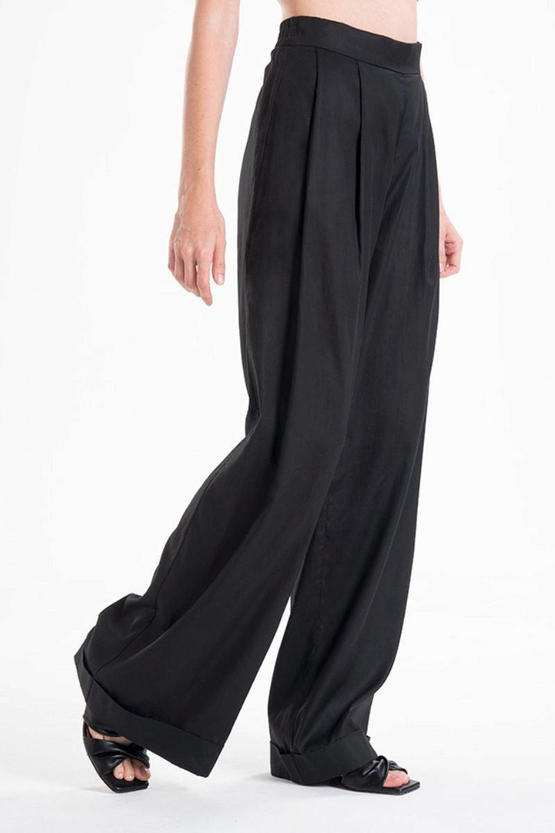 Lightweight And Breathable Deep Black Set With Maxi Button Down And Palazzo Pants