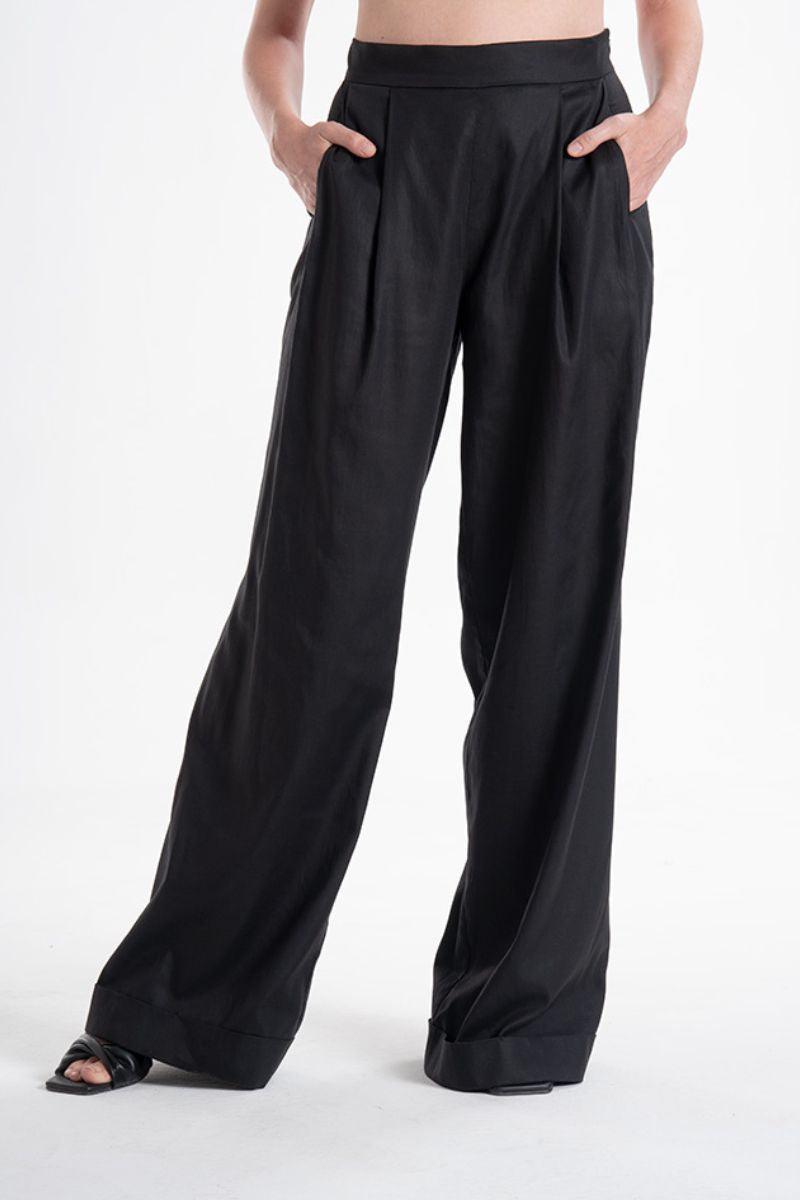 Black Palazzo Tencel Lyocell Pants Aitna ETNA