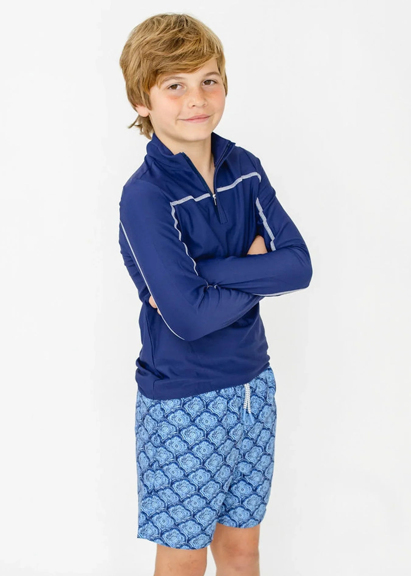 Boys Navy Zip Rashguard