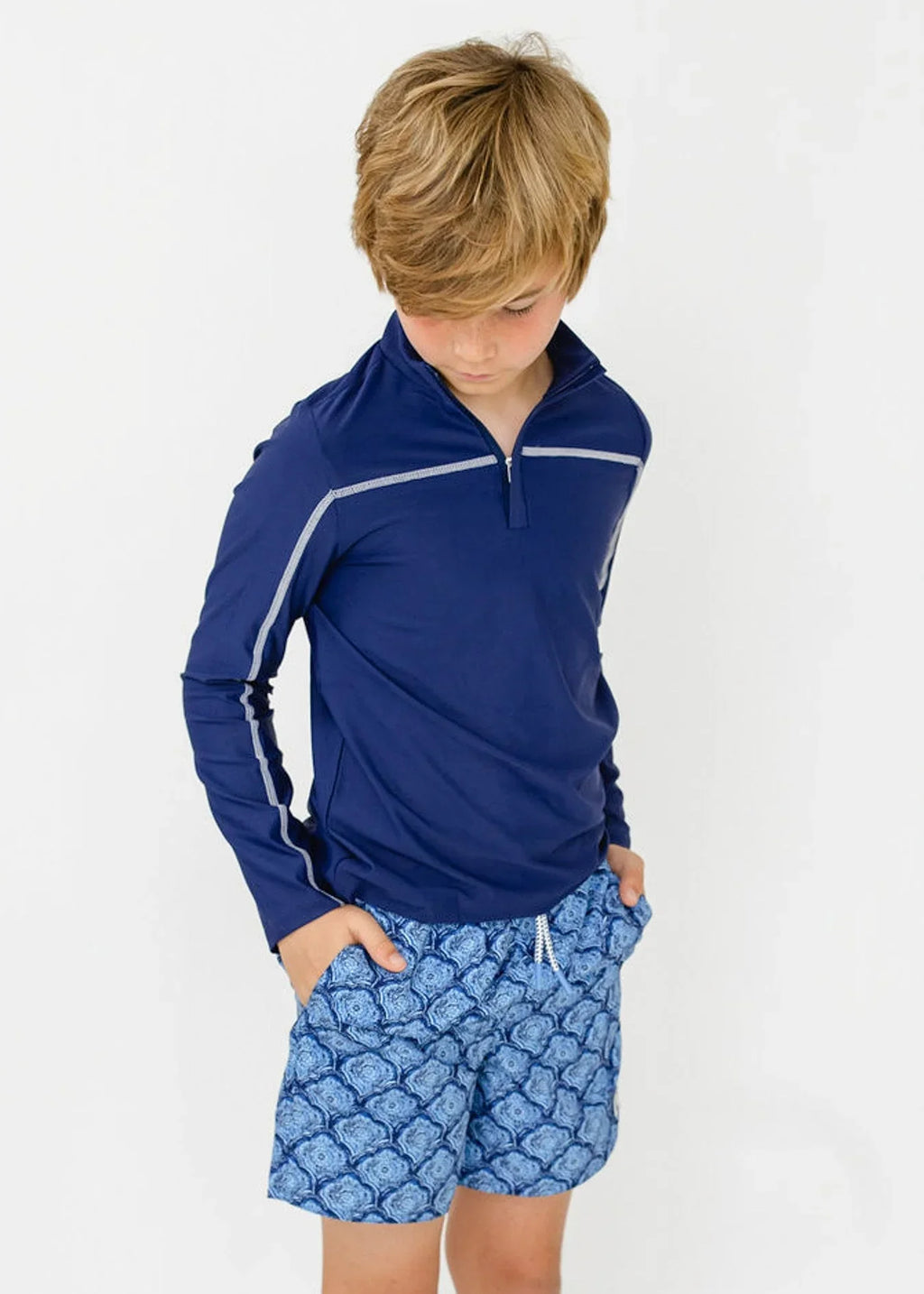 Boys Navy Zip Rashguard