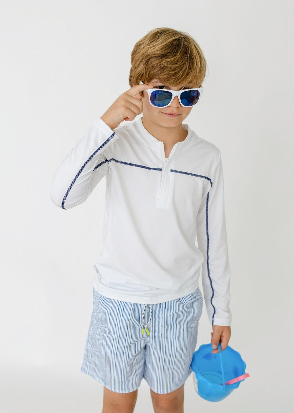 Boys White Zip Rashguard Cabana Life